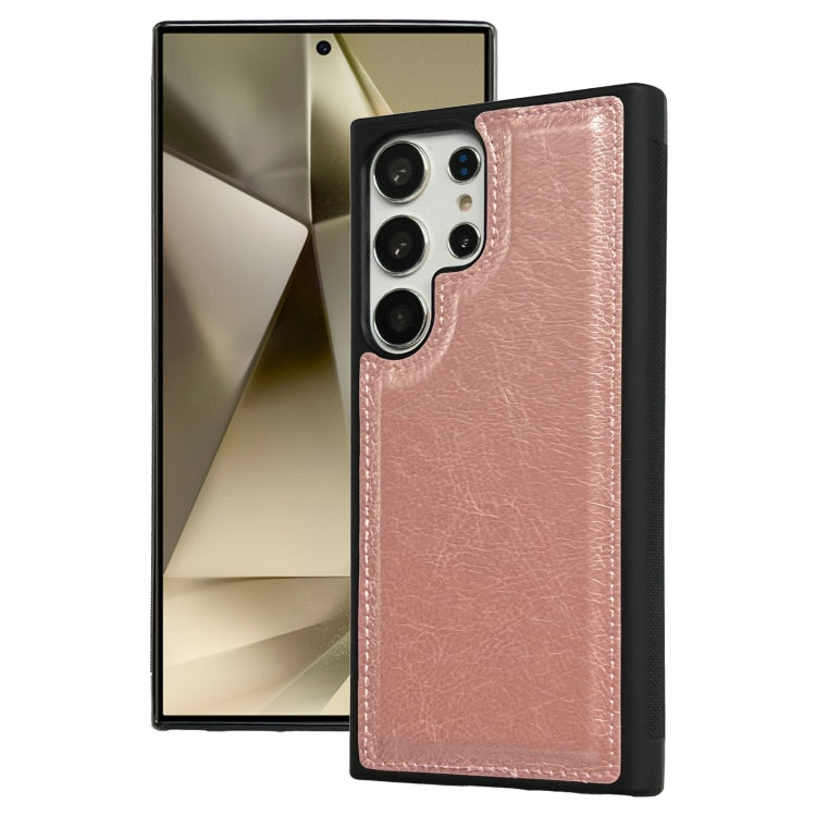 For Samsung Galaxy S25 Ultra 5G Cowhide Texture Back Cover Phone Case(Rose Gold) by buy2fix