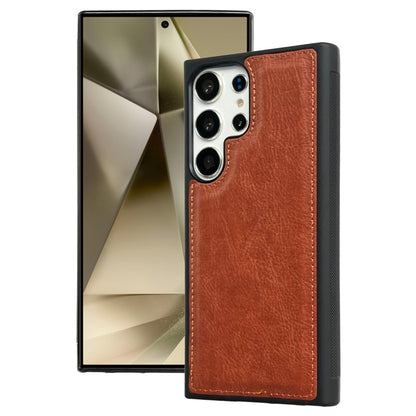 For Samsung Galaxy S25 Ultra 5G Cowhide Texture Back Cover Phone Case(Brown) by buy2fix