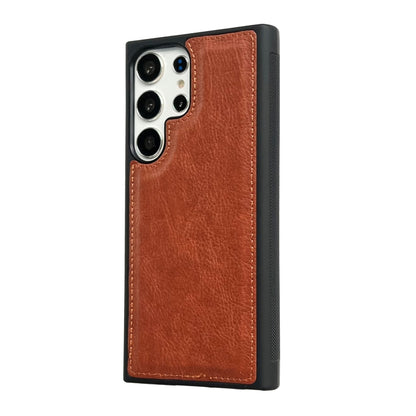 For Samsung Galaxy S25 Ultra 5G Cowhide Texture Back Cover Phone Case(Brown) by buy2fix