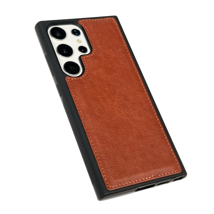 For Samsung Galaxy S25 Ultra 5G Cowhide Texture Back Cover Phone Case(Brown) by buy2fix