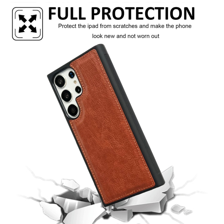 For Samsung Galaxy S25 5G Cowhide Texture Back Cover Phone Case(Brown) by buy2fix