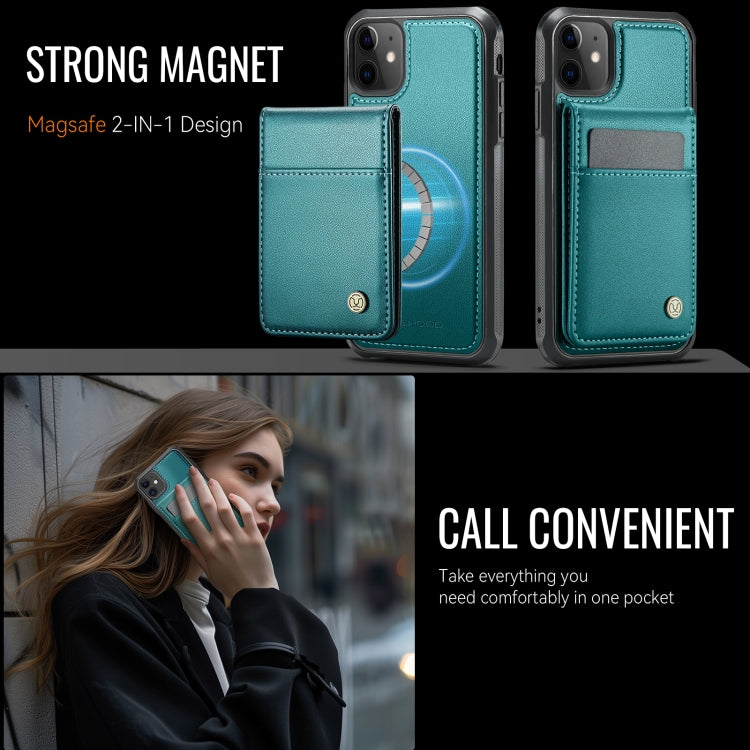 For iPhone 11 JEEHOOD J06 British Style RFID MagSafe Card Bag PU Phone Case(Green) - iPhone 11 Cases by JEEHOOD | Online Shopping UK | buy2fix