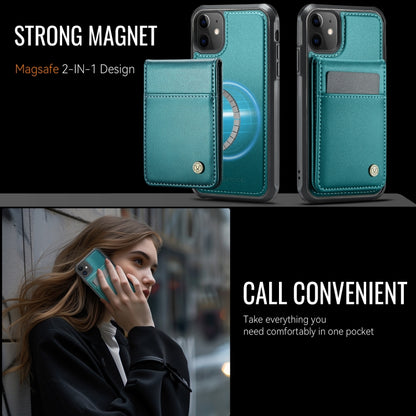 For iPhone 11 JEEHOOD J06 British Style RFID MagSafe Card Bag PU Phone Case(Green) - iPhone 11 Cases by JEEHOOD | Online Shopping UK | buy2fix