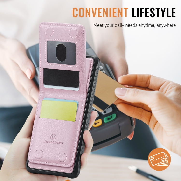 For iPhone 11 JEEHOOD J06 British Style RFID MagSafe Card Bag PU Phone Case(Pink) - iPhone 11 Cases by JEEHOOD | Online Shopping UK | buy2fix