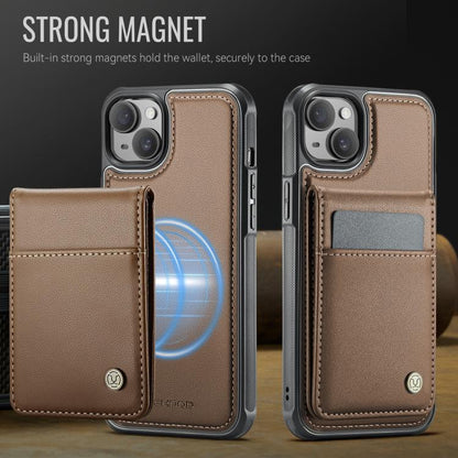 For iPhone 14 Plus JEEHOOD J06 British Style RFID MagSafe Card Bag PU Phone Case(Brown) - iPhone 14 Plus Cases by JEEHOOD | Online Shopping UK | buy2fix