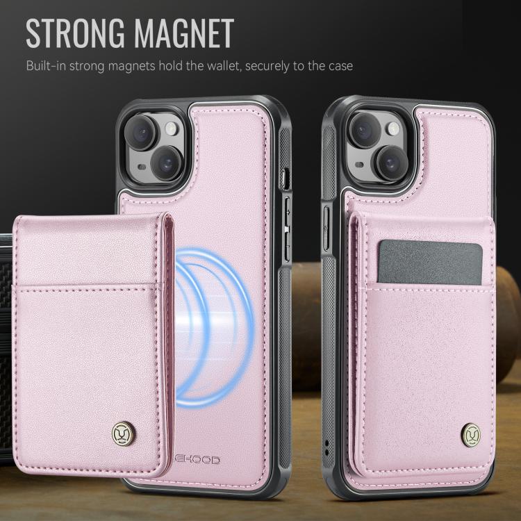 For iPhone 14 Plus JEEHOOD J06 British Style RFID MagSafe Card Bag PU Phone Case(Pink) - iPhone 14 Plus Cases by JEEHOOD | Online Shopping UK | buy2fix