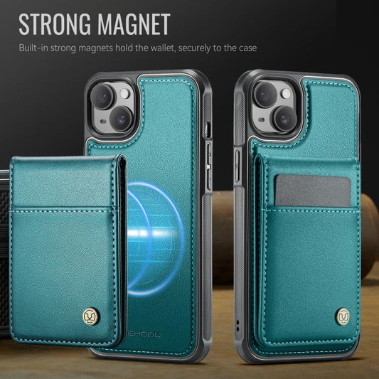 For iPhone 14 JEEHOOD J06 British Style RFID MagSafe Card Bag PU Phone Case(Green) - iPhone 14 Cases by JEEHOOD | Online Shopping UK | buy2fix