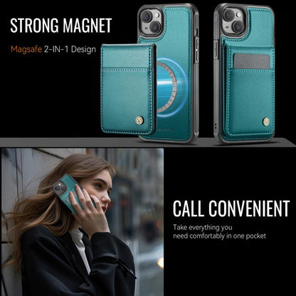 For iPhone 14 JEEHOOD J06 British Style RFID MagSafe Card Bag PU Phone Case(Green) - iPhone 14 Cases by JEEHOOD | Online Shopping UK | buy2fix