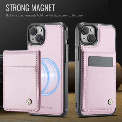 For iPhone 14 JEEHOOD J06 British Style RFID MagSafe Card Bag PU Phone Case(Pink) - iPhone 14 Cases by JEEHOOD | Online Shopping UK | buy2fix