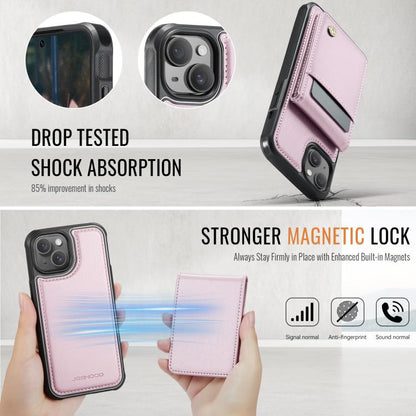 For iPhone 14 JEEHOOD J06 British Style RFID MagSafe Card Bag PU Phone Case(Pink) - iPhone 14 Cases by JEEHOOD | Online Shopping UK | buy2fix