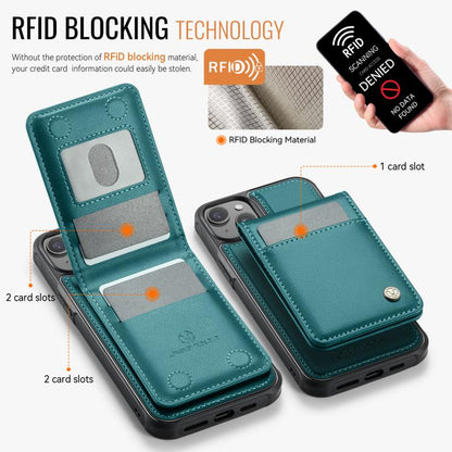 For iPhone 13 JEEHOOD J06 British Style RFID MagSafe Card Bag PU Phone Case(Green) - iPhone 13 Cases by JEEHOOD | Online Shopping UK | buy2fix