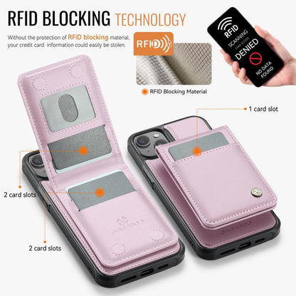 For iPhone 13 JEEHOOD J06 British Style RFID MagSafe Card Bag PU Phone Case(Pink) - iPhone 13 Cases by JEEHOOD | Online Shopping UK | buy2fix