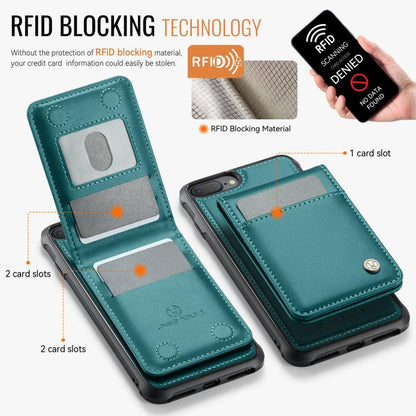 For iPhone 8 Plus / 7 Plus JEEHOOD J06 British Style RFID MagSafe Card Bag PU Phone Case(Green) - More iPhone Cases by JEEHOOD | Online Shopping UK | buy2fix