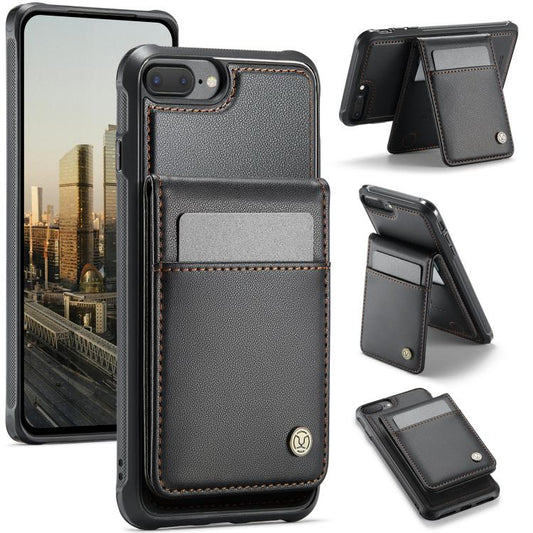 For iPhone 8 Plus / 7 Plus JEEHOOD J06 British Style RFID MagSafe Card Bag PU Phone Case(Black) - More iPhone Cases by JEEHOOD | Online Shopping UK | buy2fix