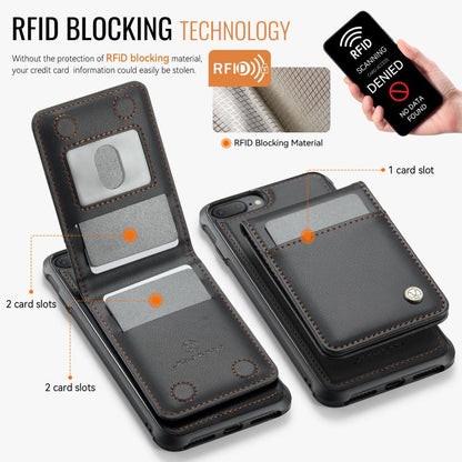 For iPhone 8 Plus / 7 Plus JEEHOOD J06 British Style RFID MagSafe Card Bag PU Phone Case(Black) - More iPhone Cases by JEEHOOD | Online Shopping UK | buy2fix