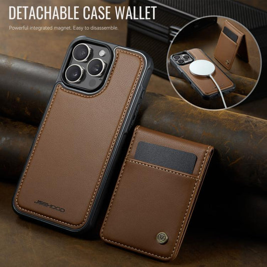 For iPhone 15 Pro Max JEEHOOD J06 British Style RFID MagSafe Card Bag PU Phone Case(Brown) - iPhone 15 Pro Max Cases by JEEHOOD | Online Shopping UK | buy2fix