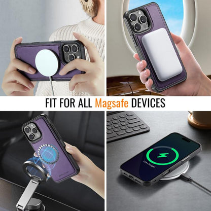 For iPhone 15 Pro JEEHOOD J06 British Style RFID MagSafe Card Bag PU Phone Case(Purple) - iPhone 15 Pro Cases by JEEHOOD | Online Shopping UK | buy2fix