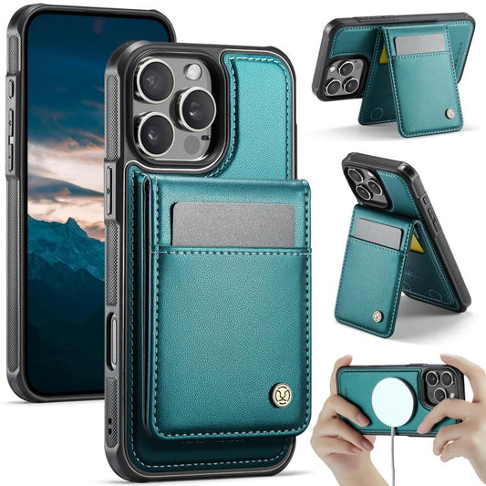 For iPhone 15 Pro JEEHOOD J06 British Style RFID MagSafe Card Bag PU Phone Case(Green) - iPhone 15 Pro Cases by JEEHOOD | Online Shopping UK | buy2fix