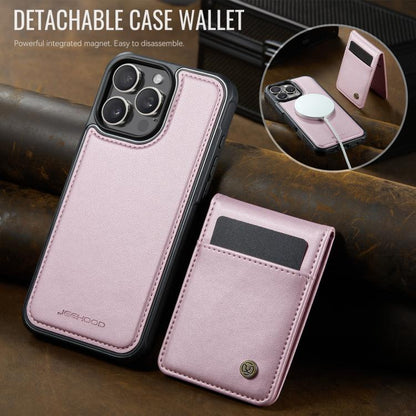 For iPhone 15 Pro JEEHOOD J06 British Style RFID MagSafe Card Bag PU Phone Case(Pink) - iPhone 15 Pro Cases by JEEHOOD | Online Shopping UK | buy2fix