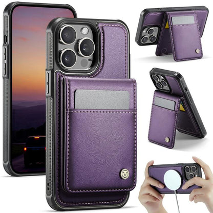For iPhone 13 Pro Max JEEHOOD J06 British Style RFID MagSafe Card Bag PU Phone Case(Purple) - iPhone 13 Pro Max Cases by JEEHOOD | Online Shopping UK | buy2fix