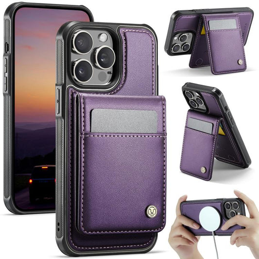 For iPhone 13 Pro Max JEEHOOD J06 British Style RFID MagSafe Card Bag PU Phone Case(Purple) - iPhone 13 Pro Max Cases by JEEHOOD | Online Shopping UK | buy2fix