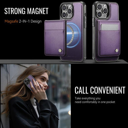 For iPhone 12 Pro Max JEEHOOD J06 British Style RFID MagSafe Card Bag PU Phone Case(Purple) - iPhone 12 Pro Max Cases by JEEHOOD | Online Shopping UK | buy2fix
