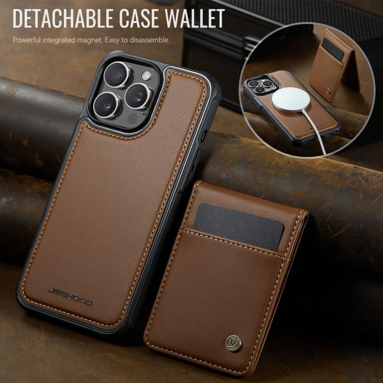 For iPhone 12 Pro Max JEEHOOD J06 British Style RFID MagSafe Card Bag PU Phone Case(Brown) - iPhone 12 Pro Max Cases by JEEHOOD | Online Shopping UK | buy2fix