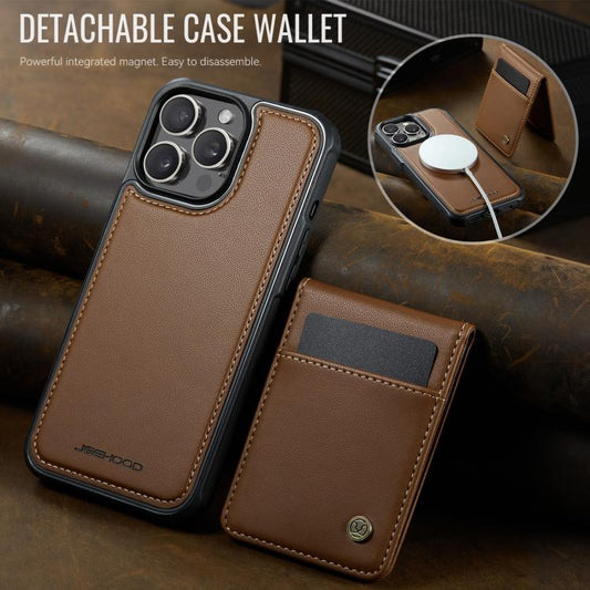 For iPhone 12 Pro Max JEEHOOD J06 British Style RFID MagSafe Card Bag PU Phone Case(Brown) - iPhone 12 Pro Max Cases by JEEHOOD | Online Shopping UK | buy2fix