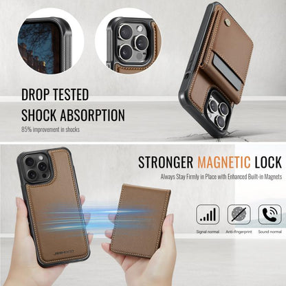 For iPhone 12 Pro Max JEEHOOD J06 British Style RFID MagSafe Card Bag PU Phone Case(Brown) - iPhone 12 Pro Max Cases by JEEHOOD | Online Shopping UK | buy2fix