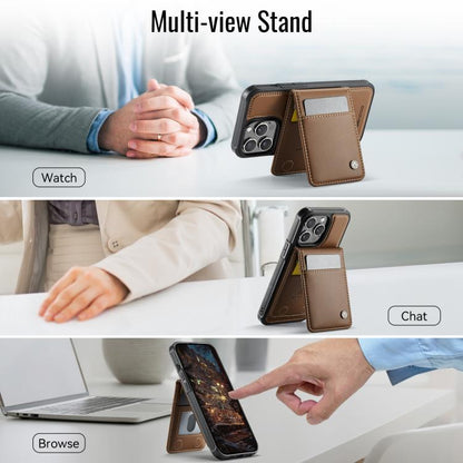 For iPhone 12 Pro Max JEEHOOD J06 British Style RFID MagSafe Card Bag PU Phone Case(Brown) - iPhone 12 Pro Max Cases by JEEHOOD | Online Shopping UK | buy2fix