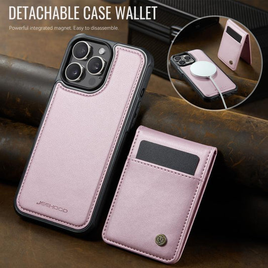 For iPhone 12 Pro Max JEEHOOD J06 British Style RFID MagSafe Card Bag PU Phone Case(Pink) - iPhone 12 Pro Max Cases by JEEHOOD | Online Shopping UK | buy2fix