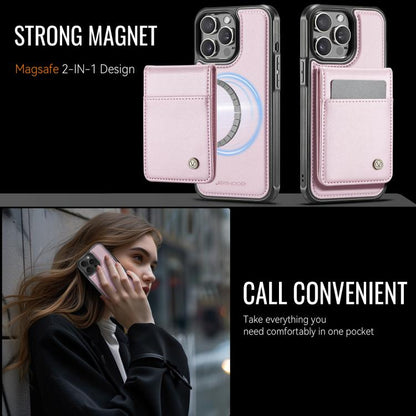 For iPhone 12 Pro Max JEEHOOD J06 British Style RFID MagSafe Card Bag PU Phone Case(Pink) - iPhone 12 Pro Max Cases by JEEHOOD | Online Shopping UK | buy2fix