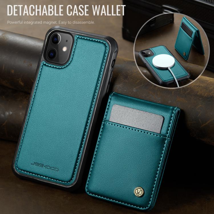 For iPhone 12 / 12 Pro JEEHOOD J06 British Style RFID MagSafe Card Bag PU Phone Case(Green) - iPhone 12 / 12 Pro Cases by JEEHOOD | Online Shopping UK | buy2fix