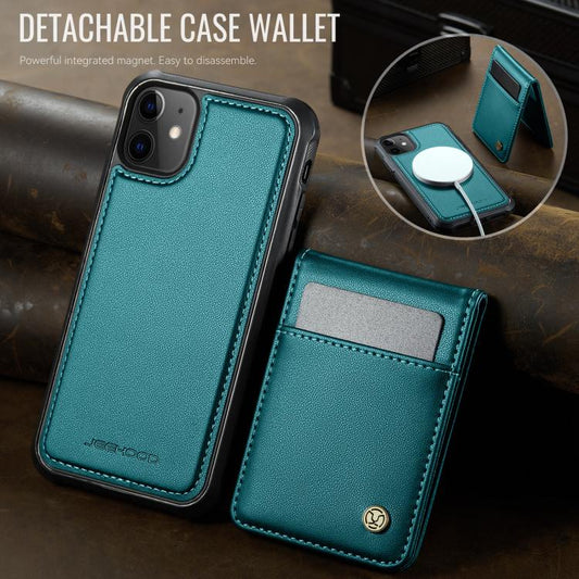 For iPhone 12 / 12 Pro JEEHOOD J06 British Style RFID MagSafe Card Bag PU Phone Case(Green) - iPhone 12 / 12 Pro Cases by JEEHOOD | Online Shopping UK | buy2fix