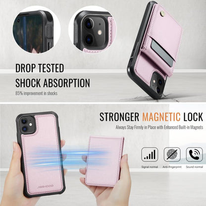 For iPhone 12 / 12 Pro JEEHOOD J06 British Style RFID MagSafe Card Bag PU Phone Case(Pink) - iPhone 12 / 12 Pro Cases by JEEHOOD | Online Shopping UK | buy2fix