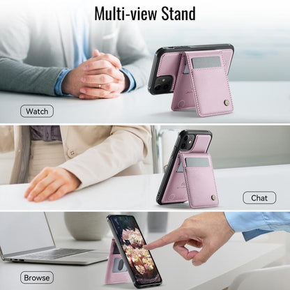 For iPhone 12 / 12 Pro JEEHOOD J06 British Style RFID MagSafe Card Bag PU Phone Case(Pink) - iPhone 12 / 12 Pro Cases by JEEHOOD | Online Shopping UK | buy2fix