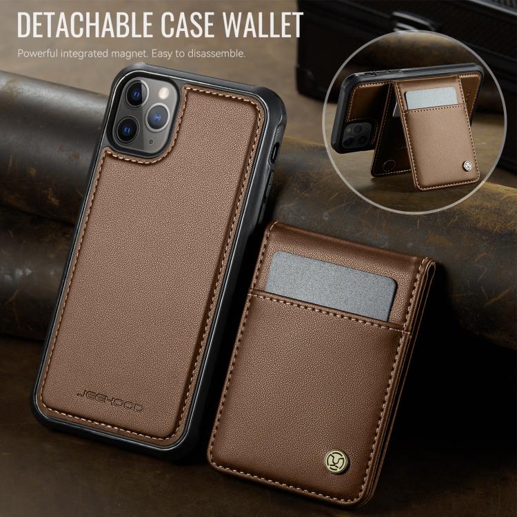 For iPhone 11 Pro JEEHOOD J06 British Style RFID MagSafe Card Bag PU Phone Case(Brown) - iPhone 11 Pro Cases by JEEHOOD | Online Shopping UK | buy2fix