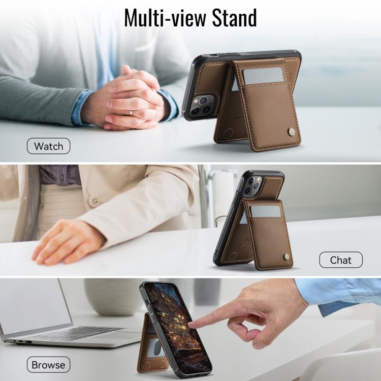 For iPhone 11 Pro JEEHOOD J06 British Style RFID MagSafe Card Bag PU Phone Case(Brown) - iPhone 11 Pro Cases by JEEHOOD | Online Shopping UK | buy2fix