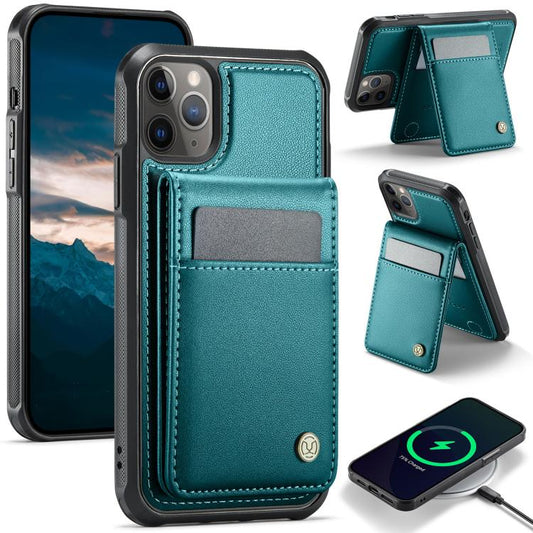 For iPhone 11 Pro JEEHOOD J06 British Style RFID MagSafe Card Bag PU Phone Case(Green) - iPhone 11 Pro Cases by JEEHOOD | Online Shopping UK | buy2fix