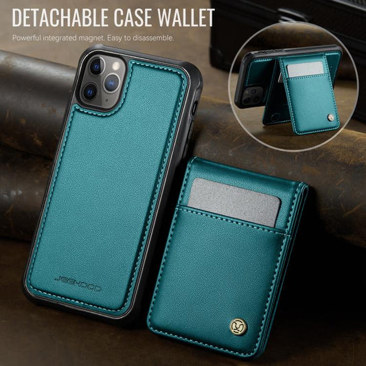 For iPhone 11 Pro JEEHOOD J06 British Style RFID MagSafe Card Bag PU Phone Case(Green) - iPhone 11 Pro Cases by JEEHOOD | Online Shopping UK | buy2fix