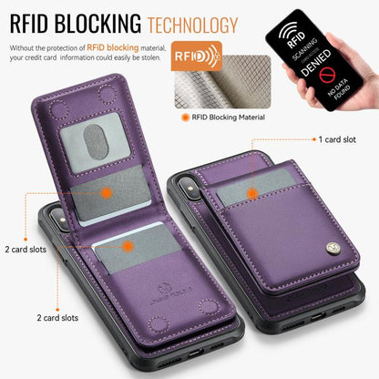 For iPhone X / XS JEEHOOD J06 British Style RFID MagSafe Card Bag PU Phone Case(Purple) - More iPhone Cases by JEEHOOD | Online Shopping UK | buy2fix