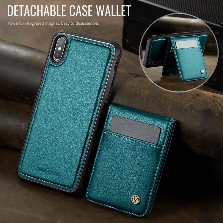 For iPhone X / XS JEEHOOD J06 British Style RFID MagSafe Card Bag PU Phone Case(Green) - More iPhone Cases by JEEHOOD | Online Shopping UK | buy2fix