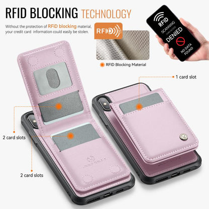 For iPhone X / XS JEEHOOD J06 British Style RFID MagSafe Card Bag PU Phone Case(Pink) - More iPhone Cases by JEEHOOD | Online Shopping UK | buy2fix
