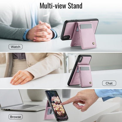 For iPhone X / XS JEEHOOD J06 British Style RFID MagSafe Card Bag PU Phone Case(Pink) - More iPhone Cases by JEEHOOD | Online Shopping UK | buy2fix