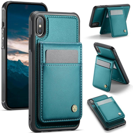For iPhone XS Max JEEHOOD J06 British Style RFID MagSafe Card Bag PU Phone Case(Green) - More iPhone Cases by JEEHOOD | Online Shopping UK | buy2fix
