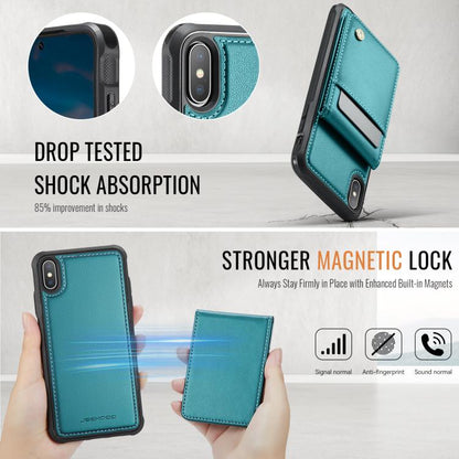 For iPhone XS Max JEEHOOD J06 British Style RFID MagSafe Card Bag PU Phone Case(Green) - More iPhone Cases by JEEHOOD | Online Shopping UK | buy2fix