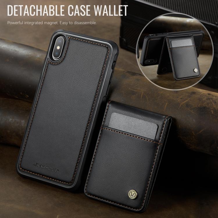 For iPhone XS Max JEEHOOD J06 British Style RFID MagSafe Card Bag PU Phone Case(Black) - More iPhone Cases by JEEHOOD | Online Shopping UK | buy2fix