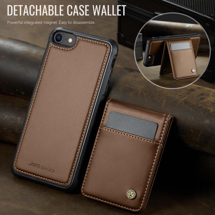 For iPhone SE 2022 / SE 2020 / 8 JEEHOOD J06 British Style RFID MagSafe Card Bag PU Phone Case(Brown) - iPhone SE 2022 / 2020 / 8 / 7 Cases by JEEHOOD | Online Shopping UK | buy2fix