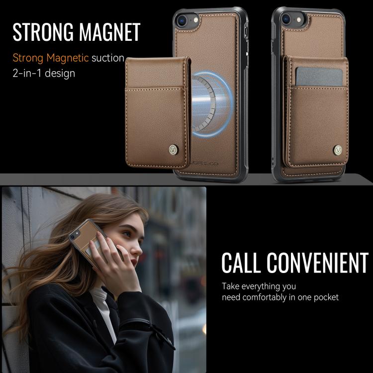 For iPhone SE 2022 / SE 2020 / 8 JEEHOOD J06 British Style RFID MagSafe Card Bag PU Phone Case(Brown) - iPhone SE 2022 / 2020 / 8 / 7 Cases by JEEHOOD | Online Shopping UK | buy2fix