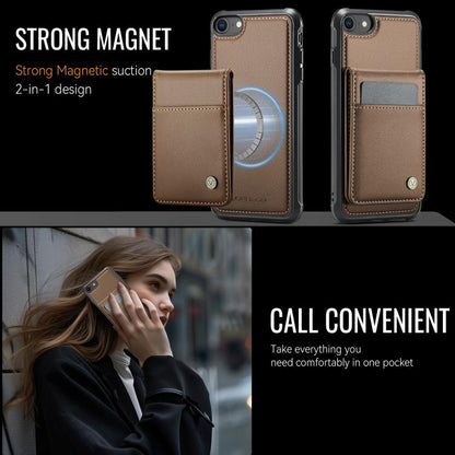 For iPhone SE 2022 / SE 2020 / 8 JEEHOOD J06 British Style RFID MagSafe Card Bag PU Phone Case(Brown) - iPhone SE 2022 / 2020 / 8 / 7 Cases by JEEHOOD | Online Shopping UK | buy2fix